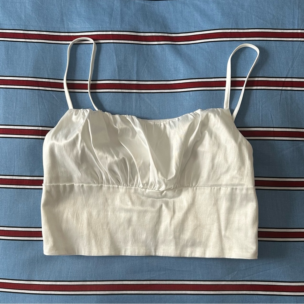 Glassons white satin crop top